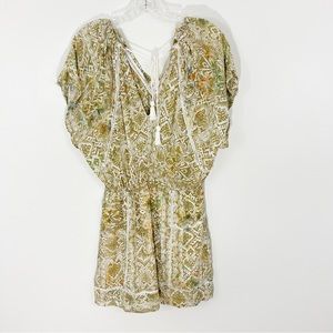 Cleobella Printed Mini Dress Tassel Tie Elastic Waist Size Small